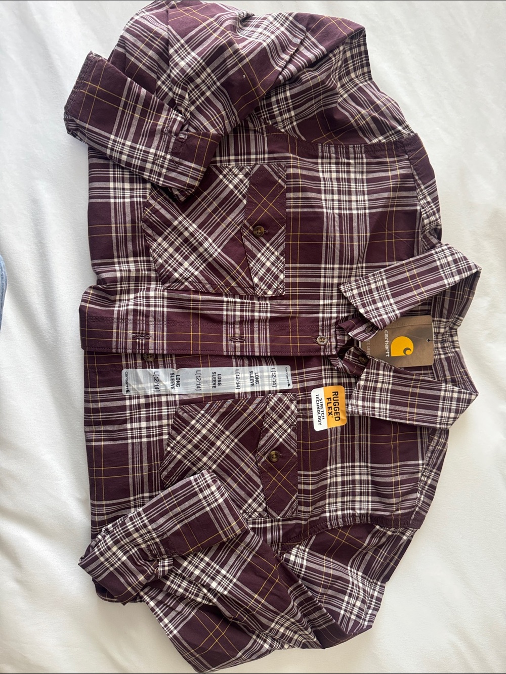Carhartt Burgundy Plaid Button-Down Shirt - Picture 2 of 4